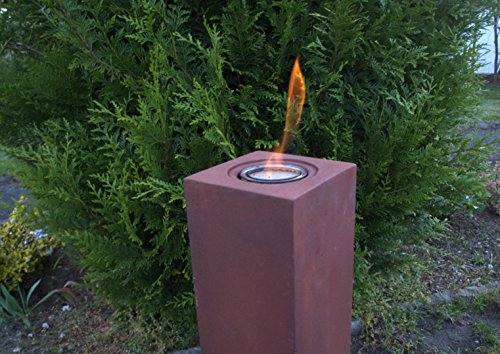 Feuersäule Slim – Dekosäule – Feuertonne – Feuerstelle – Gartenfeuer – Feuerkorb – Dekoration – Feuer – Gusseisen Optik – 75 cm hoch – Rost – inkl. 400 g Kamingel - 3