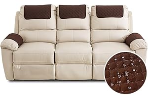 Fansu Funda para Reposabrazos de Sofá, Funda para Reposacabezas para Sillón Reclinable, Funda de Sillón Relax 3 Plaza con Bolsillos, Muebles Acolchado Antideslizante (3 Plaza,Marrón)