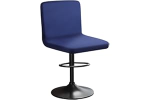 HuaLiSiJi Coprisedia da Bar con Schienale Coprisgabello in Velluto Elasticizzato, Tessuto di Lusso, Antirughe, Lavabile e Antipolvere per Cucina, Ristorante e Altre Occasioni (1, Blu Navy)