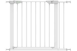 VOUNOT® Barrière de Sécurité Extensible 88-96cm Fermeture Auto et Magnétique sans Perçage Barrière à Pression pour Bébé et Chiens pour escaliers et Porte Hauteur 74cm Métal Blanc