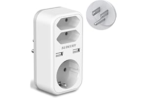SUDEERY Reiseadapter USA Deutschland Stecker mit 2 USB, 5-in-1 EU to USA Adapter, 3 Fach Reisestecker Steckdose für Amerika Kanada Mexiko Thailand Stromadapter Schuko Adapter