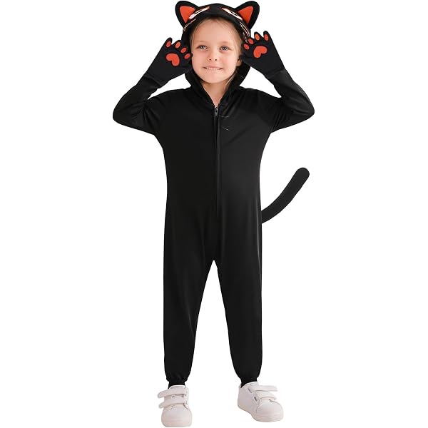 Smiffys Katzenkostüm Für Kleinkinder (1-2 Jahre) – Schwarzer Jumpsuit Mit Kapuze Und 3D-Augen