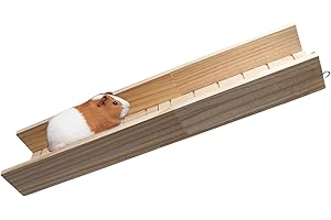 DNOIFNE Rampa de Escalada para Cobayas, Puente de Madera para Mascotas, Juguete de Escalera para Hámsters, Accesorio para Cobayas, Ratas, Chinchillas y Ardillas - 60 × 12,5 × 7 cm