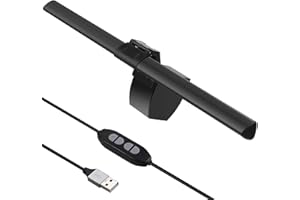 WODGREAT Lampada per Computer Monitor LED USB, Lampada da Scrivania, Anti-radiazioni Anti-luce blu, 3 Temperature di Colore e 10 di Luminosità, Installazione facile, Ricarica USB Funzione Memoria per PC