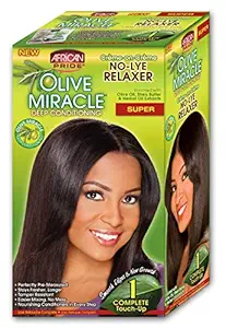 African Pride Olive Miracle Deep Conditioning No-lye Relaxer Kit, Super