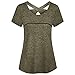Produktbild HWTOP Tshirt Damen Sweatshirt Frau Kurzarm T-Shirt Rundhals Criss Cross Tops Rückenfrei Sport Fitness Athletic Yoga Shirt