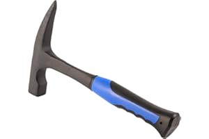 KEILEOHO 32oz Rock Pick Hammer, 34cm Geologist Hammer, Forged Steel Masonry Brick Hammer with Shock Reduction Grip for Mining