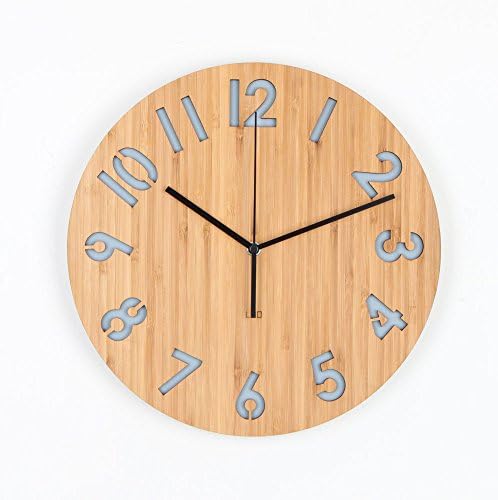 Homeloo Bamboo Wood Retro Modern Rotated Numbers Wall Clock (Grey)