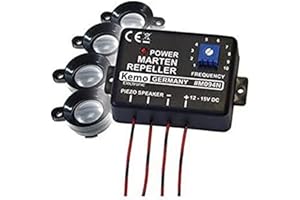 Kemo M094N odstraszacz kuny silnymi, pulsującymi dźwiękami ultradźwiękowymi odstraszają kuny i inne gryzonie. Z 4 głośnikami. Do odstraszania z komory silnika, spiżarni, piwnicy, strychu