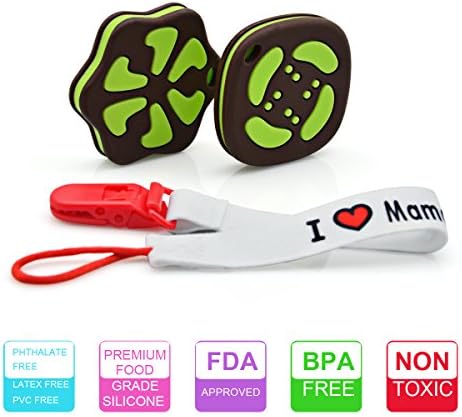 Baby Teething Toys GUHEE 2 Pack Baby Teethers Set 100% Silicone BPA Free Teethers Baby Gum Massager for Infants and Toddlers (Green)