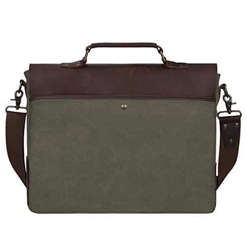 S-ZONE Vintage Segeltuch Leder Unisex Damen Herren Junge Multifunktiontasche Umh  ngetasche Henkeltaschen Laptoptasche Beutel f  r Arbeit Studium Reis