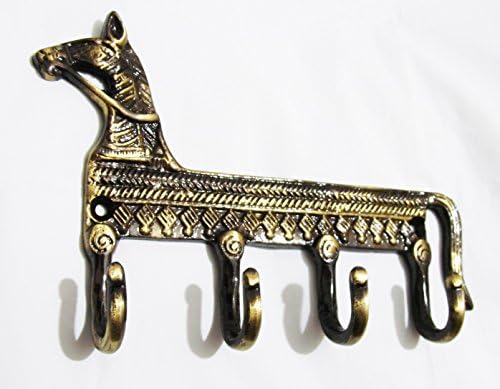 HORSE DESIGN - SOLID BRASS 4 Point Antique Vintage Finish Coat Hook Hanger Wall Door Hooks
