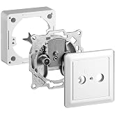 Goobay 68851 SAT Antenna Socket Set/2 Hole Antenna Cable Connection/Surface Socket for Cable TV/Multimedia Outlet without DC