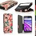 Produktbild igadgitz Premium Folie Schmetterling Muster PU Ledertasche Schutzhülle für Motorola Moto G 3. Generation 2015 XT1540 (G3) Case Cover mit Multi-Winkel Betrachtungs + Auto Sleep/Wake + Displayschutzfolie