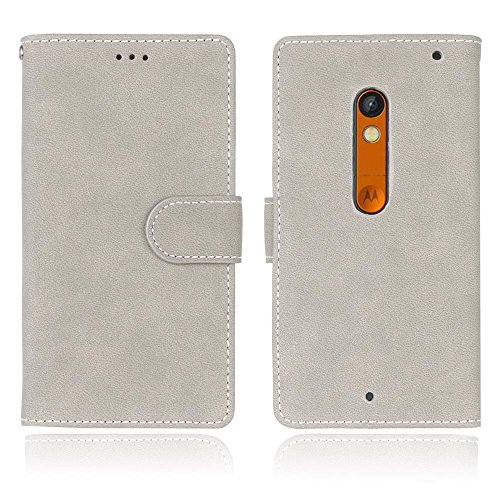 Motorola Moto X Play (5,5 Zoll) Hülle, Cozy hut TPU Silikon Hybrid Handy Hülle Matte Series Case Durchsichtig Stoßfest Tasche Schutz Scratch-Resistant de protection Case Tasche Etui Shell für Motorola Moto X Play (5,5 Zoll) Schutzhülle Folio Magnetverschluss Flip Case Wallet Taljereep Fall Handyhülle mit Kartenfach und Standfunktion – Grau matt - 2