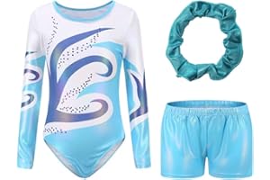 XIYAO Justaucorps de Gymnastique Fille Danse Ballet Justaucorps Manches Longues Costume Athlétique pour Les Filles 5-14 Ans