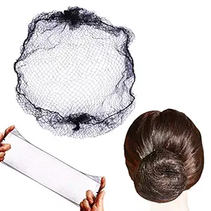 50pcs Hairnets Hair Net For Bun Invisible Elastic Edge Mesh 20inch 50cm (Bulk Packing,Black)