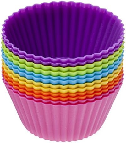 Popular Elements Silicone Baking Cups / Set of 12 Cupcake Liners Dynamic Colors Muffin Molds.