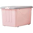TIED RIBBONS 28 Liters Plastic Multipurpose Storage Container with Closing Lid, Wheels and Side Locking Handles Organizer Box (Pink, Full)