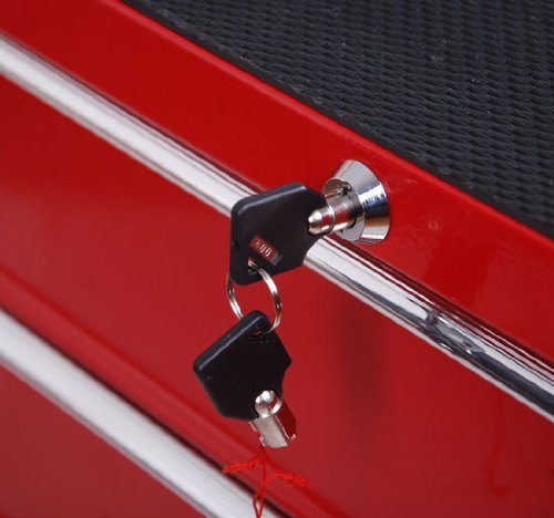 Homcom® Fahrbarer Werkstattwagen Werkzeugwagen Rollwagen Werkzeugkasten mit 5 Schubladen rot - 4