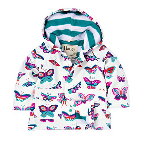 Hatley Baby-Girls Infant Raincoat -Electric Butterflies Long Sleeve Raincoat, Multicoloured (White), 6-12 Months