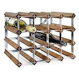 robustes Weinregal/Flaschenregal System TREND - Weinregal aus Kiefer gebeizt, komplett montiert, stapelbar und ausziehbar, Farbe: Braun