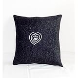 Wollfilz - Sofa Kissen anthrazit bestickt,