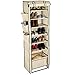 Produktbild TecTake Schuhschrank Schuhregal Stoffschuhschrank mit 6 Fächern + 1 Hängekorb | inkl. 6 Seitentaschen | für 12 Paar Schuhe | 50 x 162 x 33 cm | beige