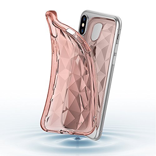 Funda Apple iPhone X Ringke  AIR PRISM  TPU con Dise  o 3D Texturizado de Genial Elegante con Patr  n de Diamante Flexible Como Una Joya para Apple iPhone X - Rosa Rose Gold Crystal