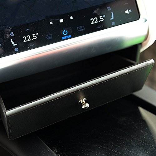 TOPFIT Auto Mittelkonsole Organizer Holz Schublade Aufbewahrungsbox für TESLA (schwarz)