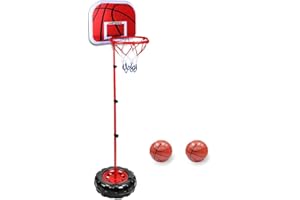 Taeku Canasta Baloncesto y Soporte, Portátil Ajustable Aro de Baloncesto Interior y Exterior Canastas Baloncesto con 2 Pelotas para Niños de 3 a 8 Años