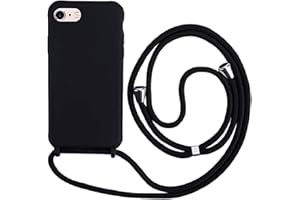 Ququcheng Kompatibel mit iPhone 7/8 Plus(5.5") Hülle,Handykette Hülle Silikon Seil Necklace Handyhülle mit Kordel Tasche TPU Bumper Schutzhülle für iPhone 7/8 Plus(5.5")-Schwarz