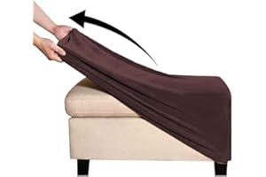 AQIGR Velvet Ottoman Slipcover Stretch Rectangle Footstool Cover Folding Storage Ottoman Covers for Living Room with Elastic Bottom (Color : Brown, Size : LARGE)