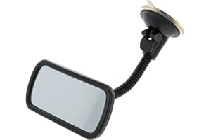 SUNSTOP Miroir d'angle mort convexe avec col de cygne noir, longueur totale 200 mm, miroir 55 x 115 mm