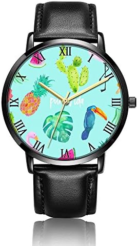 ONSPACE Unisex Women Classic Black Watches, Fashion Printed Designs Personalized Stainless Steel with PU Leather Strap Running Wrist Watch-Pura Vida