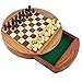 Price comparison product image Unique Compact Box Magnetic Round Wooden Chess Board And Pieces Set Gift For Kids Adults