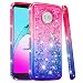 Produktbild HopMore Moto G6 Plus Hülle Silikon Glitzer 3D Flüssig Transparent Muster Schutzhülle Durchsichtig Handyhülle Stoßfest Gummi Case Cover Slim Silikonhülle - Pink Blau