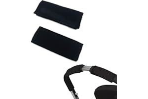 PLABBDPL Funda Manillar Carro bebe Universal, Funda Protectora para Manillar De Cochecito, Protector cinturon coche niños, Cubre Manillar Protector, Manillar Carrito Bebe Cubierta, Negro, 2 piezas