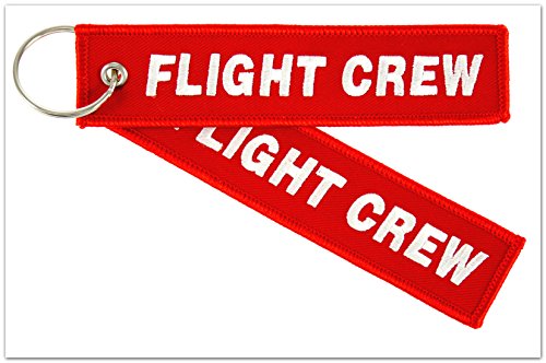 Preisvergleich Produktbild Schlüsselanhänger - " FLIGHT CREW " (beidseitig) inkl. Schlüsselring - Rot / Silber-weiße Schrift