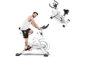 Limepeaks Fitness Indoor Exercise Cycling Bike Studio Fitness with LCD Monitor Pulse Sensor Adjustable Handlebars and Seat - LMP-720 (White)
