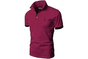 KUNJLELP Men's Regular-Fit Cotton Pique Polo Shirt Short Sleeve Golf Polos
