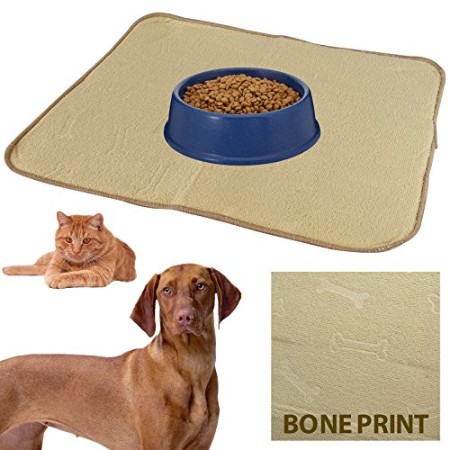 41x48cm-Microfibre-Dog-Pet-Bowl-Mat-Non-Slip-Drip-Mess-Floor-Protection-Food-Water-Spill-Splash-Cat-Kitten-Puppy-Cream