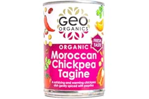 Geo Organics Moroccan Chickpea Tagine 400g (Pack of 6) | Certified Organic | Vegan Meals & Gluten-Free Food | Ready Meal with Exotic Spices | Gently Spiced