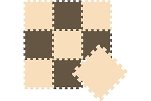 LittleTom Mi?kka mata do zabawy dla dzieci piankowa puzzle 10 p?ytek pod?ogowych br?zowy be?owy