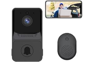 TKMARS Sonnette sans Fil avec Caméra Extérieure Z21 Noir Sonnette Connectée WiFi Visiophone avec Batterie Rechargeable Rappel Intelligent Appels Bidirectionnels Photos Enregistrement Vision Nocturne