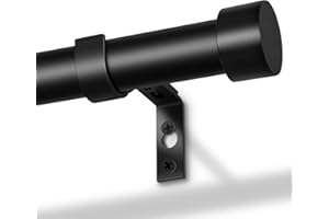 DEFYNEE Tringle à Rideau, 80-190cm Tringle à Rideaux Rétractable en Métal, Diamètre 25mm, avec Barre de Support, pour Chambre et Salon, Noir