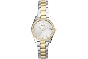 Fossil Scarlette Watch für Damen, 33mm Quarz-Dreizeiger-Datumswerk mit Edelstahlarmband