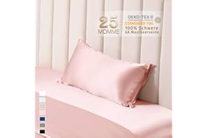 ‎THXSILK THXSILK 25 Momme Seide Kissenbezug für Haar und Haut - Maulbeerseide Kissenbezug - Hypoallergen mit Versteckter Reißverschluss - Pure Seide auf Beide Seiten … (Bezauberndes Rosa, 40x80cm)