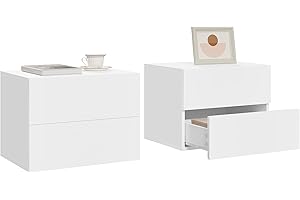 ‎WOLTU WOLTU 2er Set Nachttisch hängend, Wandregal mit Schublade,Nachtschrank Wandmontage, 40x30x30cm,Nachtkästchen zum Einhängen, schwebende Nachtkommode, modern, weiß für Schlafzimmer Wohnzimmer,NTS25ws-2