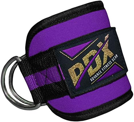 PDX Ankle Twin D-Ring Strap Multi Gym Cable Attachment Leg Pulley Lifting (Purple)